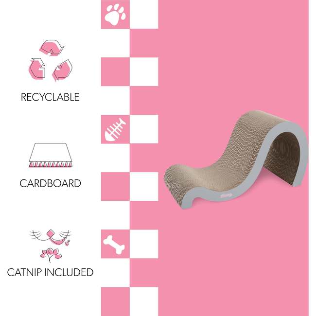 Kona 27" Cardboard Double Sided Wave Cat Scratcher with Catnip, Fog - Pet Accessories - 5