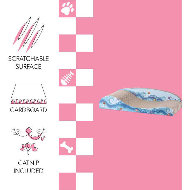 Kokomo 23.75" Cardboard Lounge Bed Cat Scratcher with Catnip, Blue - Pet Accessories - 5