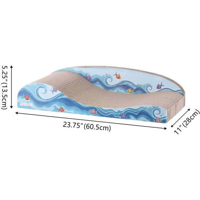 Kokomo 23.75" Cardboard Lounge Bed Cat Scratcher with Catnip, Blue - Pet Accessories - 6
