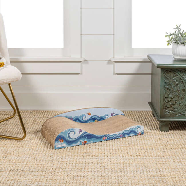 Kokomo 23.75" Cardboard Lounge Bed Cat Scratcher with Catnip, Blue - Pet Accessories - 7