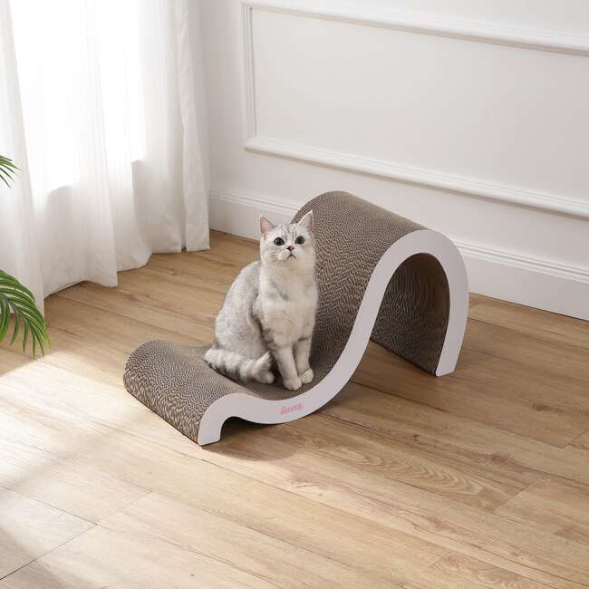 Kona 27" Cardboard Double Sided Wave Cat Scratcher with Catnip, Cloud - Pet Accessories - 7