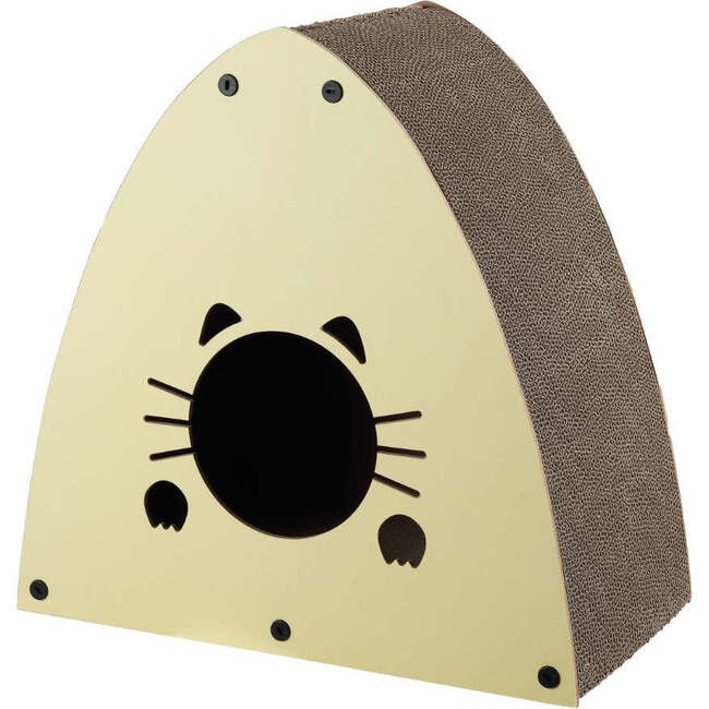 Koko 19" Cardboard Triangle Cat Cave Scratcher with Catnip, Almond - Pet Accessories - 4