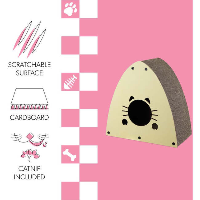 Koko 19" Cardboard Triangle Cat Cave Scratcher with Catnip, Almond - Pet Accessories - 5