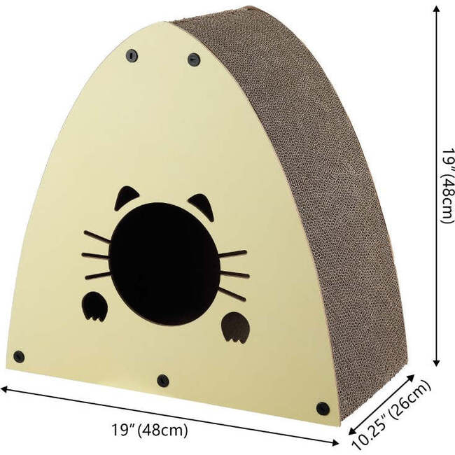 Koko 19" Cardboard Triangle Cat Cave Scratcher with Catnip, Almond - Pet Accessories - 6