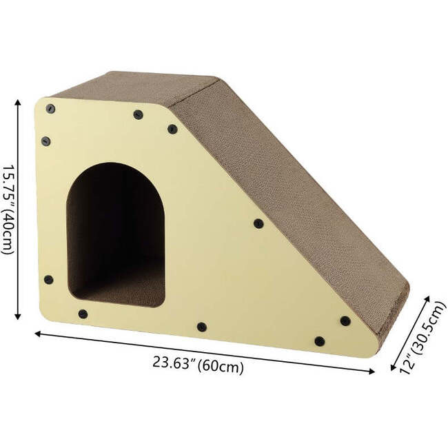 Kento 23.63" Minimalist Cardboard Angled Cat Cave Scratcher with Catnip, Almond - Pet Accessories - 6