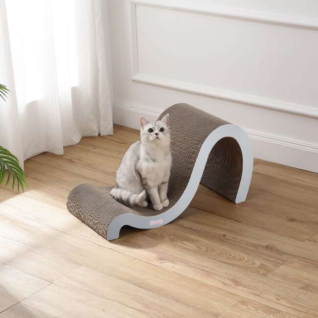 Kona 27" Cardboard Double Sided Wave Cat Scratcher with Catnip, Fog - Pet Accessories - 7