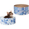 Kate 12" Patterned Cardboard Reversible Cat Scratcher Pad In Box with Catnip, Blue/White (5 Pack) - Pet Accessories - 3