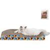 Eero 32" Cardboard Foldable Lounge Cat Scratcher with Catnip, Blue/Orange - Pet Accessories - 1 - thumbnail