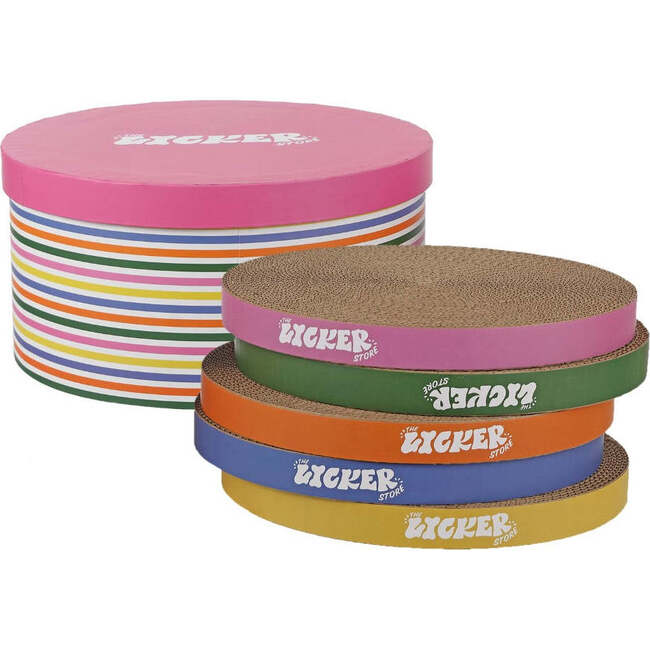 Kate 12" Patterned Cardboard Reversible Cat Scratcher Pad in Box with Catnip, Multi Colored (5 Pack) - Pet Accessories - 3