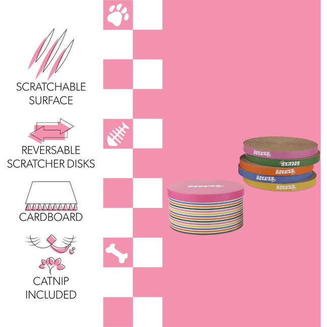 Kate 12" Patterned Cardboard Reversible Cat Scratcher Pad in Box with Catnip, Multi Colored (5 Pack) - Pet Accessories - 4
