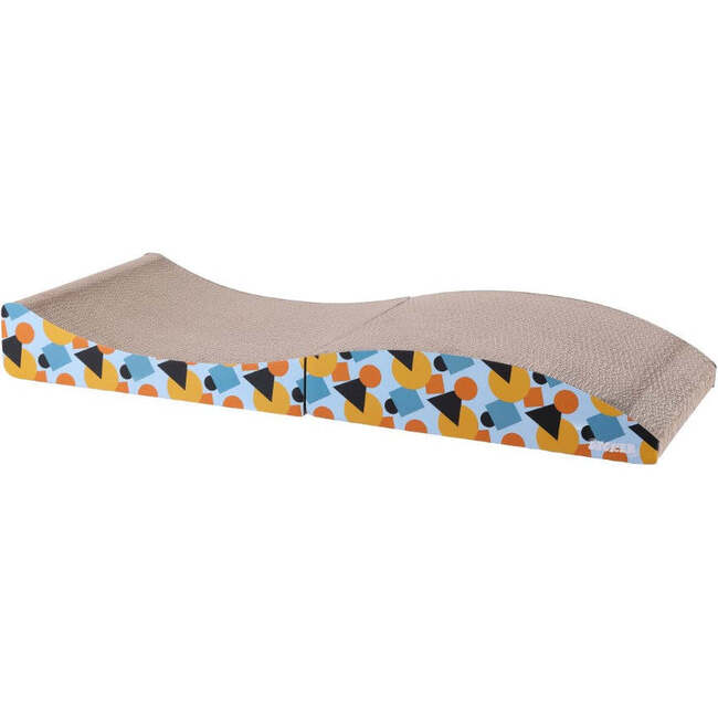 Eero 32" Cardboard Foldable Lounge Cat Scratcher with Catnip, Blue/Orange - Pet Accessories - 4