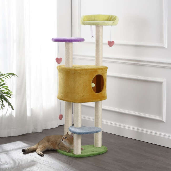 Aisling 51" 4 Tier Sisal Heart Cat Tree with Scratching Posts, Napping Perch, and Dangling Toys, Multi - Pet Accessories - 2