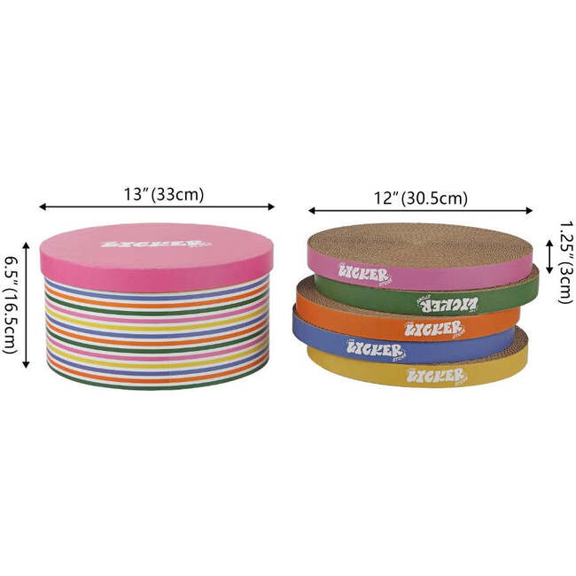 Kate 12" Patterned Cardboard Reversible Cat Scratcher Pad in Box with Catnip, Multi Colored (5 Pack) - Pet Accessories - 5