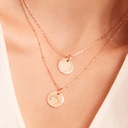 Personalized Birth Flower Necklace, 18K Rose Gold Plated