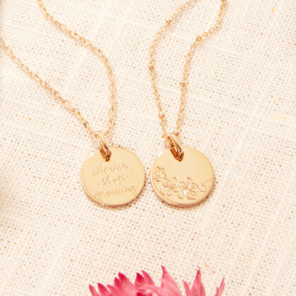 Personalized Birth Flower Necklace, 18K Gold Plated