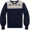 Organic Fair Isle Puff Sleeve Sweater, Scottish Snowflake - Sweaters - 1 - thumbnail