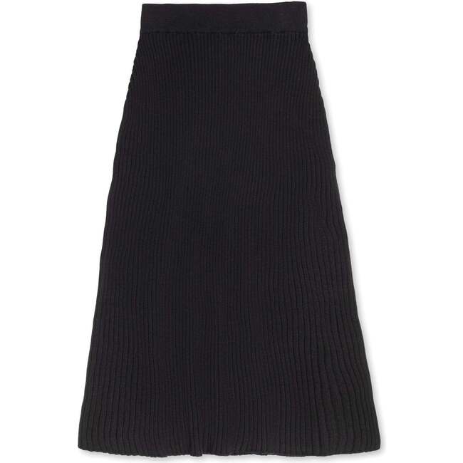 Organic Rib Knit Sweater Midi Skirt, Black
