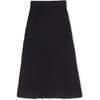 Organic Rib Knit Sweater Midi Skirt, Black - Skirts - 1 - thumbnail