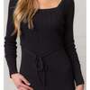 Organic Square Neck Cable Sweater Dress, Black - Dresses - 2