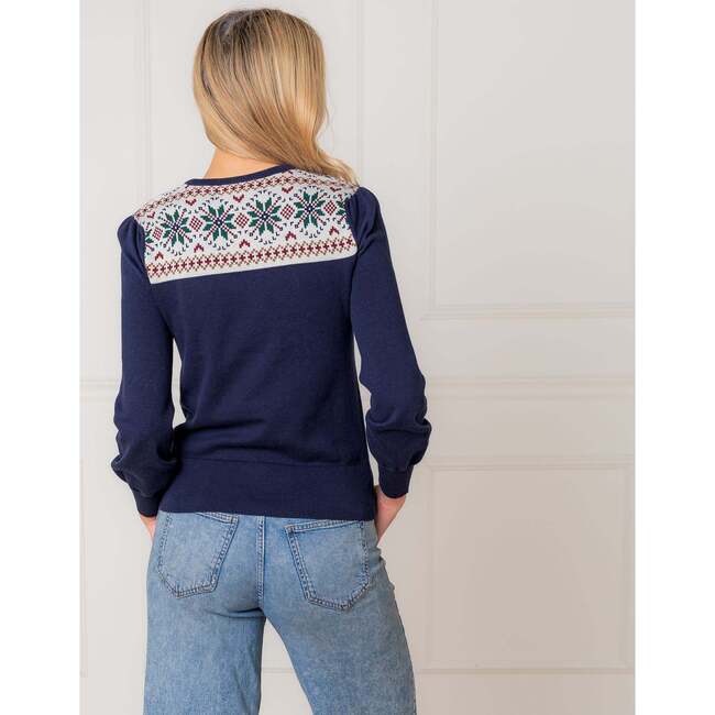 Organic Fair Isle Puff Sleeve Sweater, Scottish Snowflake - Sweaters - 3