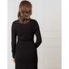 Organic Square Neck Cable Sweater Dress, Black - Dresses - 3