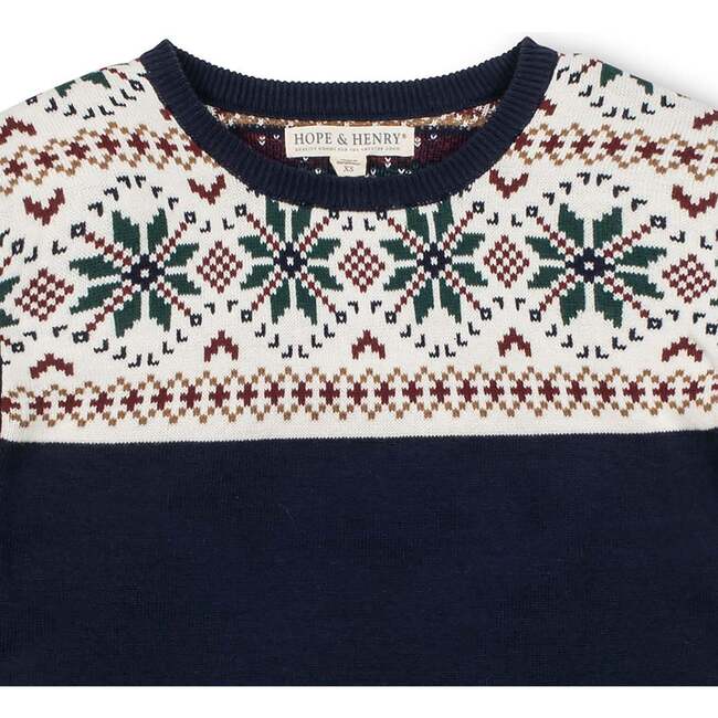 Organic Fair Isle Puff Sleeve Sweater, Scottish Snowflake - Sweaters - 4