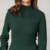 Organic Mock Neck Bodice Stitch Sweater Dress, Deep Green - Dresses - 2