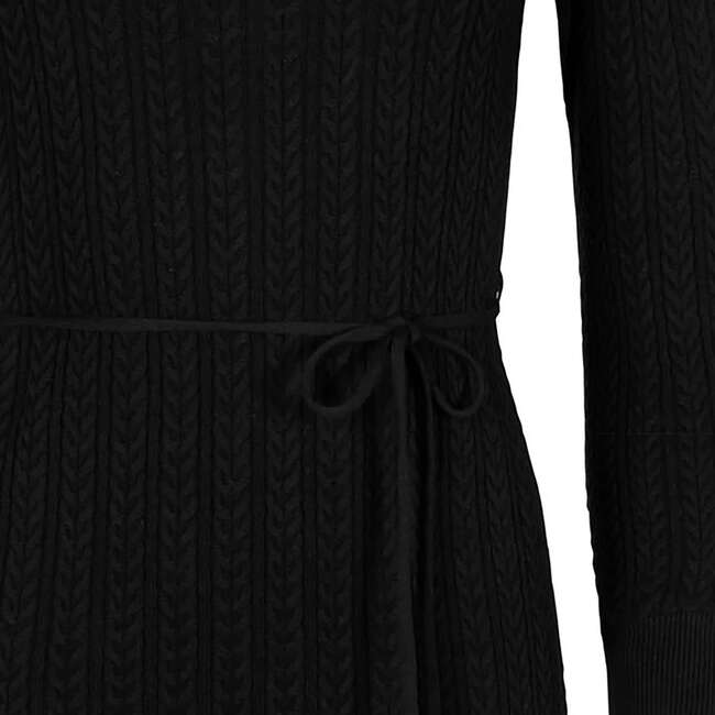 Organic Square Neck Cable Sweater Dress, Black - Dresses - 4