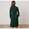 Organic Mock Neck Bodice Stitch Sweater Dress, Deep Green - Dresses - 3