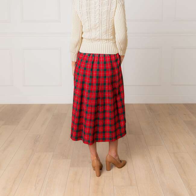 Organic Pleated Midi Skirt, London Plaid - Skirts - 4