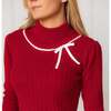 Organic Mock Neck Cable Sweater Dress, Red Cable - Dresses - 4