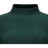 Organic Mock Neck Bodice Stitch Sweater Dress, Deep Green - Dresses - 4