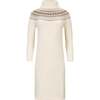 Organic Long Sleeve Turtleneck Intarsia Sweater Dress, Ivory Fireside Fair Isle - Dresses - 1 - thumbnail