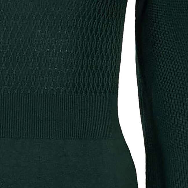 Organic Mock Neck Bodice Stitch Sweater Dress, Deep Green - Dresses - 5