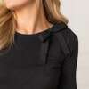 Organic Bow Detail Pointelle Sweater, Black Diamond - Sweaters - 2