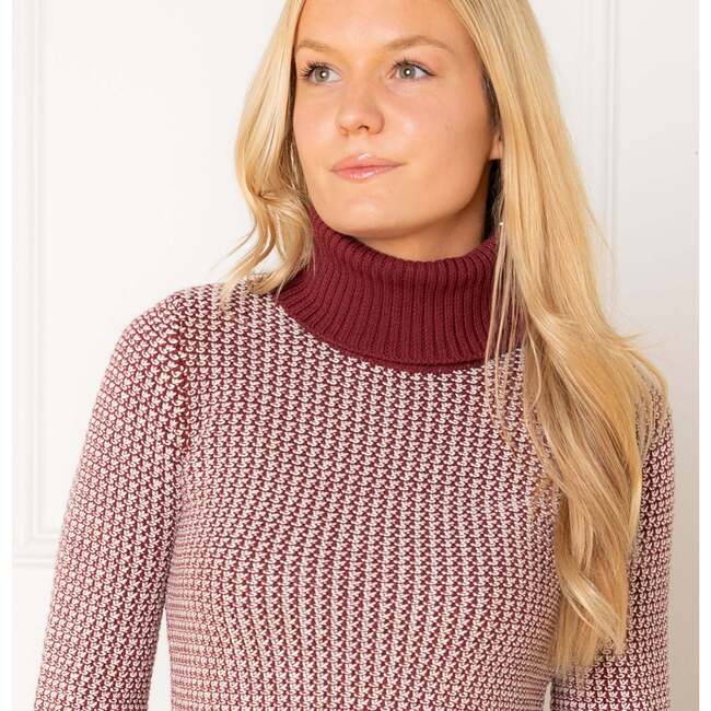 Organic Tweed Stitch Turtleneck Sweater, Oxblood Tweed - Sweaters - 2