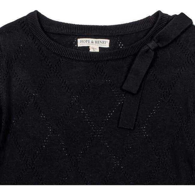 Organic Bow Detail Pointelle Sweater, Black Diamond - Sweaters - 4