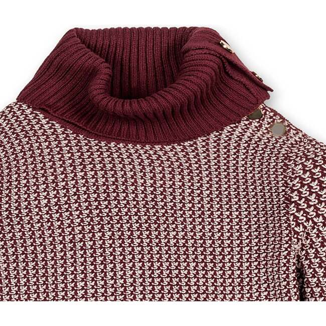 Organic Tweed Stitch Turtleneck Sweater, Oxblood Tweed - Sweaters - 4