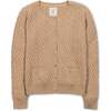 Organic Herringbone Stitch Cardigan Sweater, Camel Heather - Cardigans - 1 - thumbnail
