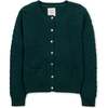 Organic Herringbone Stitch Cardigan Sweater, Deep Green - Cardigans - 1 - thumbnail
