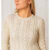 Organic Peasant Sleeve Cable Sweater, Ivory - Sweaters - 2