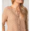 Organic Herringbone Stitch Cardigan Sweater, Camel Heather - Cardigans - 2