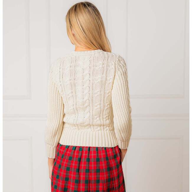 Organic Peasant Sleeve Cable Sweater, Ivory - Sweaters - 3