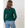 Organic Herringbone Stitch Cardigan Sweater, Deep Green - Cardigans - 3