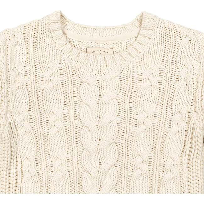 Organic Peasant Sleeve Cable Sweater, Ivory - Sweaters - 4