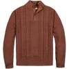 Men's Organic Mock Neck Cable Sweater, Cinnamon Heather - Sweaters - 1 - thumbnail