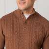 Men's Organic Mock Neck Cable Sweater, Cinnamon Heather - Sweaters - 2
