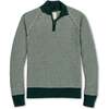 Men's Organic Half Zip Ski Pullover Sweater, Deep Green Stripe - Sweaters - 1 - thumbnail