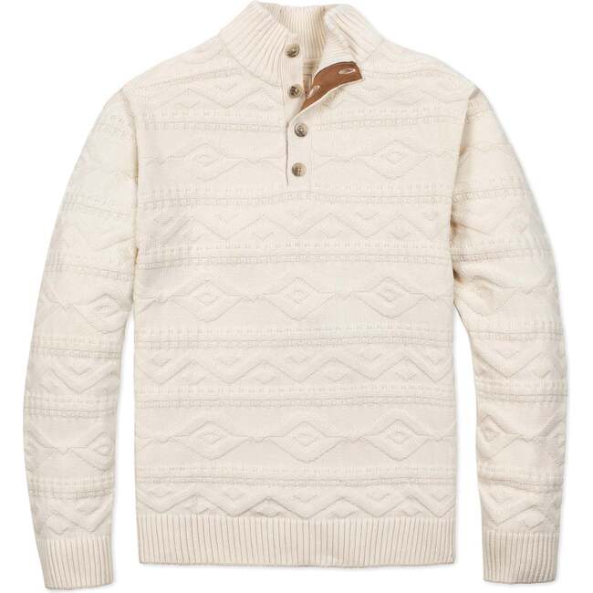 Men's Organic Mock Neck Cable Sweater, Ivory Geo Texture