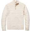 Men's Organic Mock Neck Cable Sweater, Ivory Geo Texture - Sweaters - 1 - thumbnail